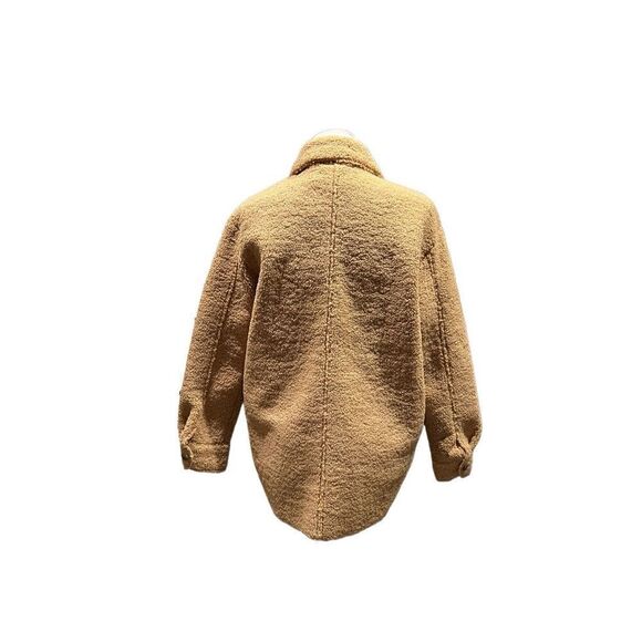 Joie NWT Sherpa Teddy Fleece Shacket Shirt Jacket Camel Brown Button size S - Picture 2 of 8